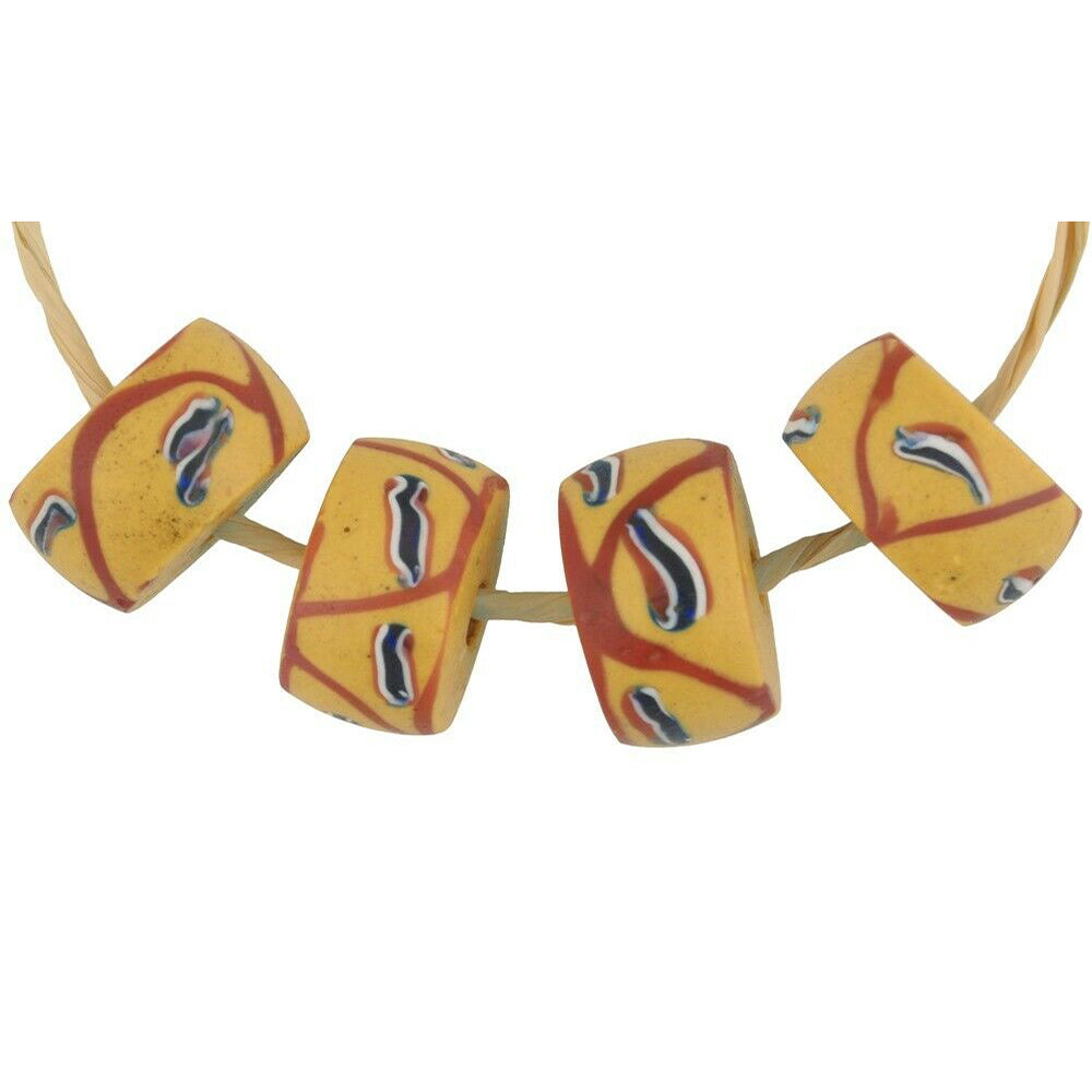Antique Yellow Fancy Venetian Lampwork Glass Trade Beads