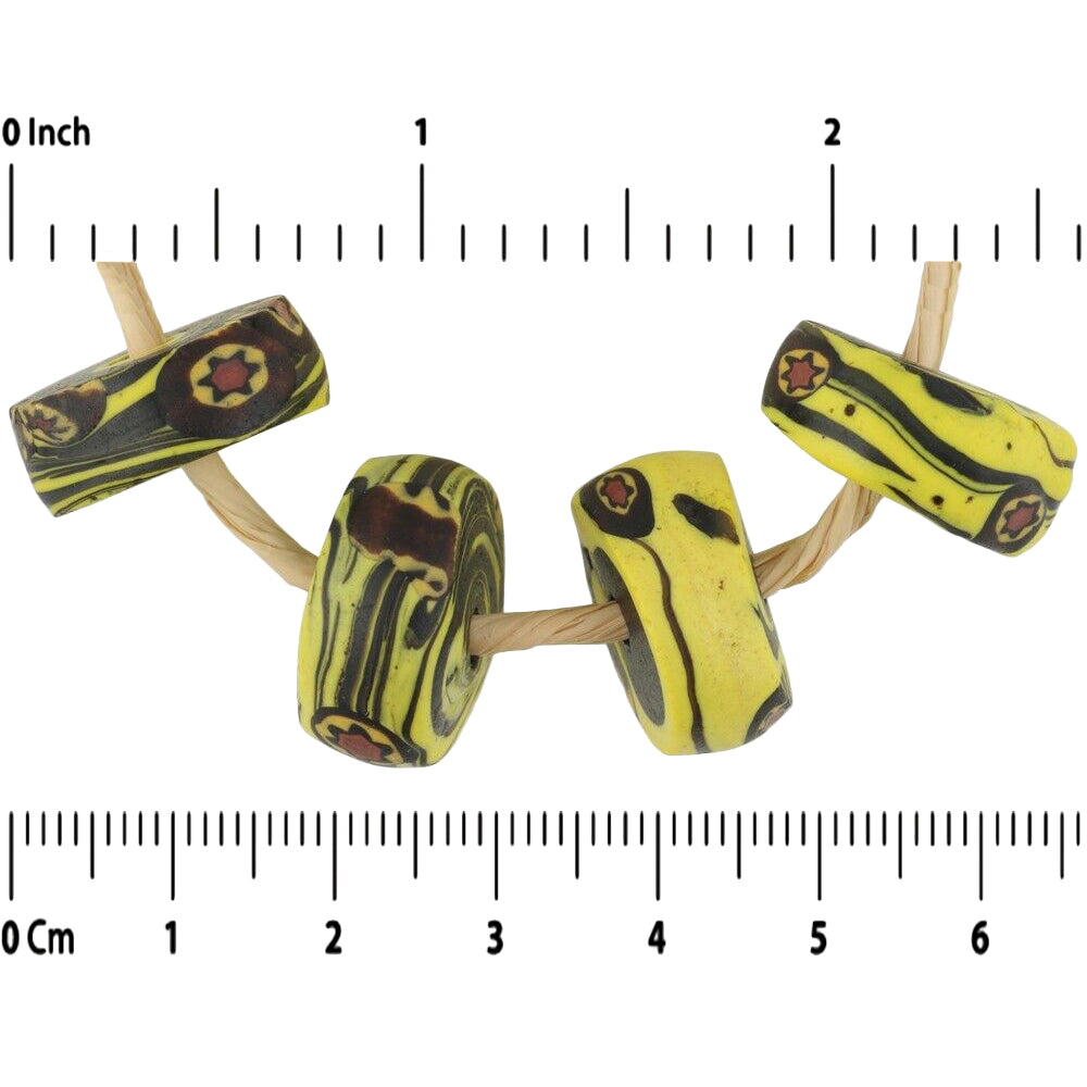 Rare Antique African Trade Millefiori Beads - Large Venetian Mosaic - close-up