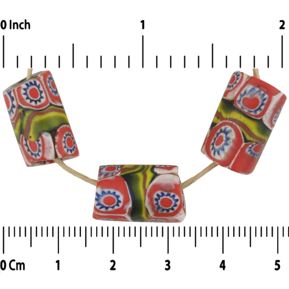 Rare Antique Banded Venetian Millefiori African Trade Beads - enhanced texture view