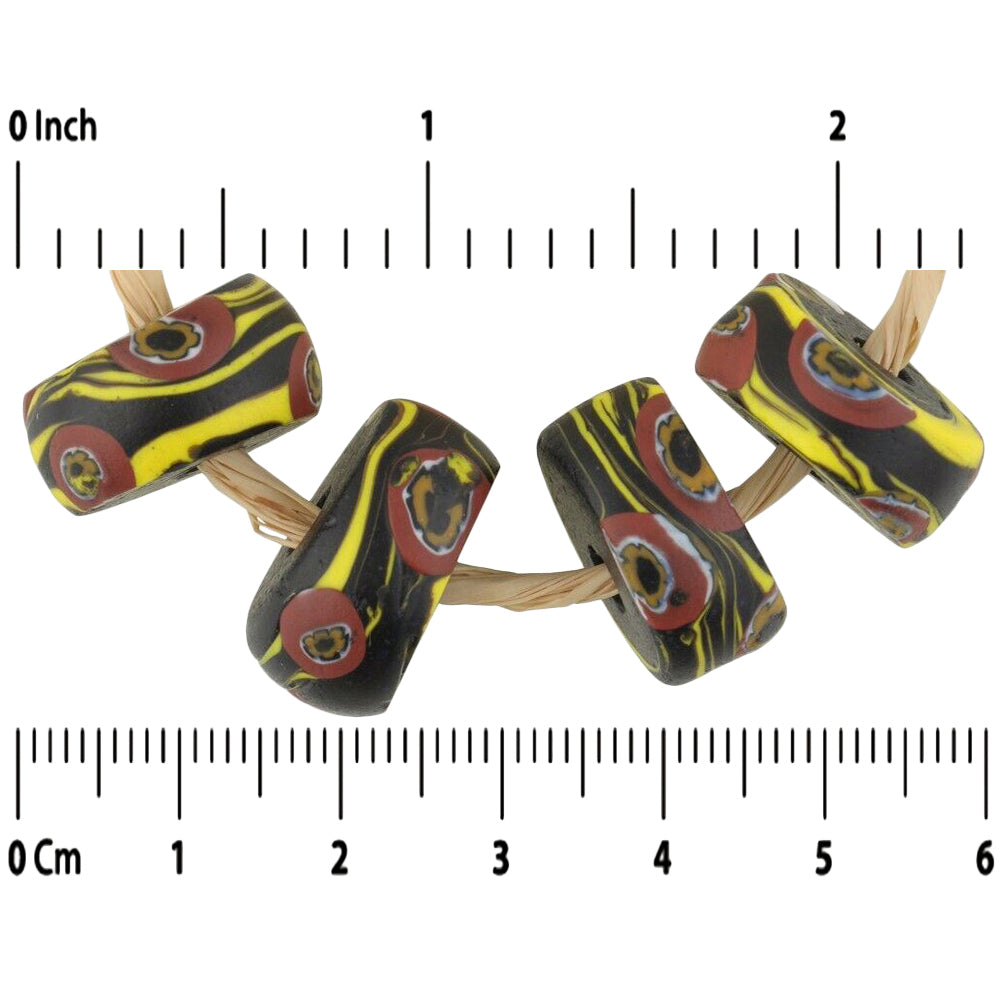Antique African Trade Beads - Large Venetian Millefiori Mosaic Beads - close-up