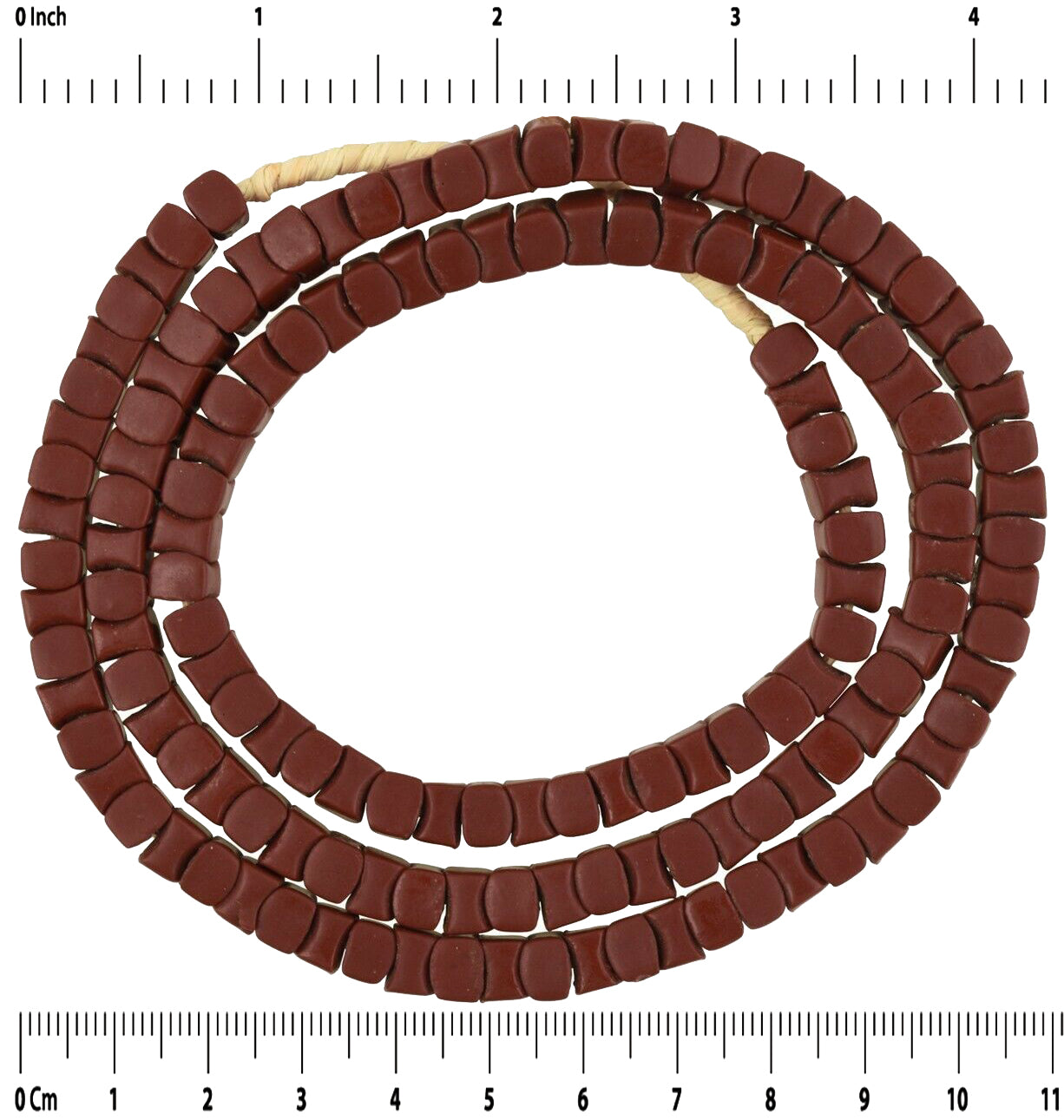 Vintage Brown Interlocking Czech Glass Spacer Trade Beads - zoomed-in detail