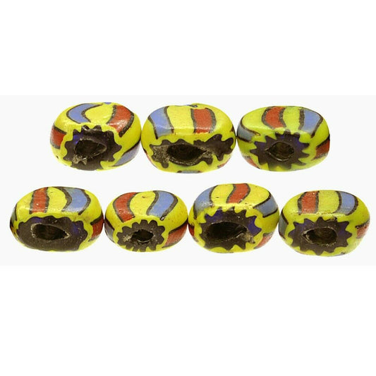 Old Tabular 2 Layers Chevron Venetian Glass Beads African Trade Beads Ghana Dipo