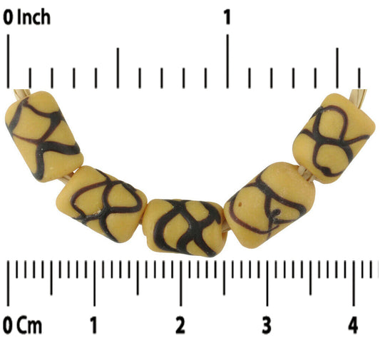 Rare Antique Yellow Rattle Snake Venetian Lampwork Glass Trade Beads - alternate view