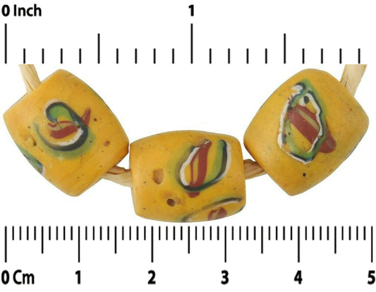 Rare Antique Venetian Eye Fancy Wound Glass Trade Beads 14X12 Mm - alternate view