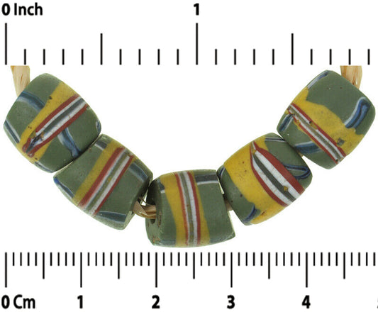 Rare Antique Green French Cross Lampwork Beads - African Trade - alternate view