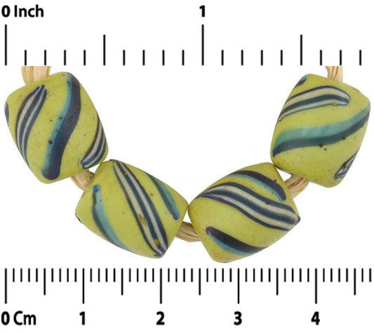 Antique Green Fancy Swirl Venetian Lampwork Glass Trade Beads - alternate view