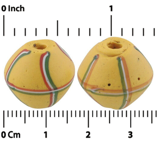 Antique Yellow Bicone Venetian Lampwork Glass Trade Beads - alternate view