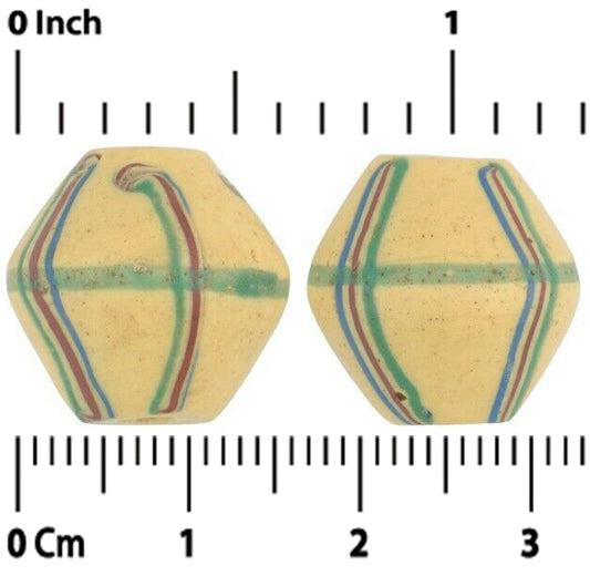 Antique Yellow Bicone Venetian Lampwork Beads - African Trade - alternate view