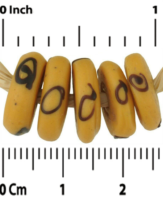 Antique Large Yellow Zen Venetian Lampwork Glass Trade Beads - alternate view