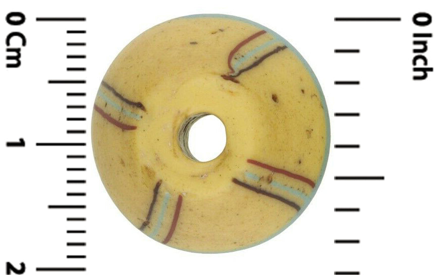 Antique Yellow Bicone Venetian Lampwork Glass Trade Bead, 18X17Mm - close-up