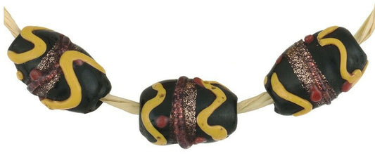Antique Black Wedding Cake African Trade Beads - Lampwork Glass - alternate view