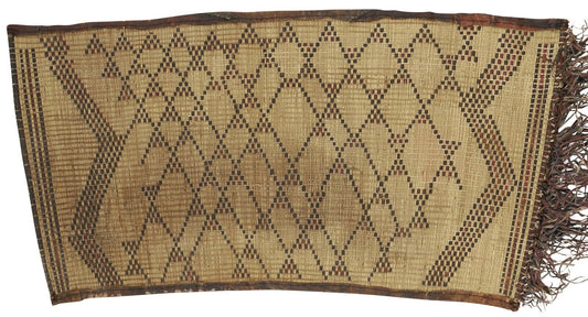 African Tuareg Woven Straw Leather Carpet Mat Niger Sahara - product focus