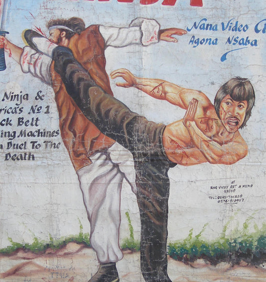 The Leopard Fist Ninja" Ghanaian Hand-Painted Movie Poster 62"X41.5 - alternate view
