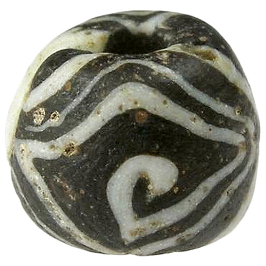 Rare Antique Islamic Folded Glass Bead From Fustat, Egypt - alternate view