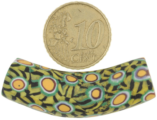 Antique Venetian Millefiori Mosaic Glass Elbow Trade Bead, 43X12Mm - alternate view