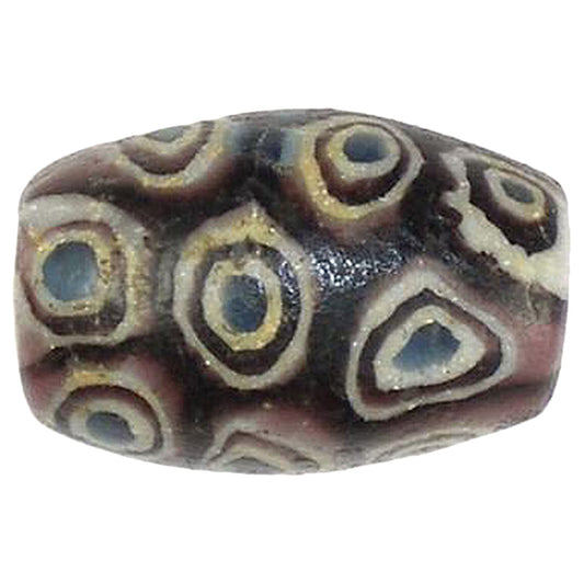 Rare Islamic Fustat Mosaic Glass Bead | Burgundy 12X8Mm - alternate view