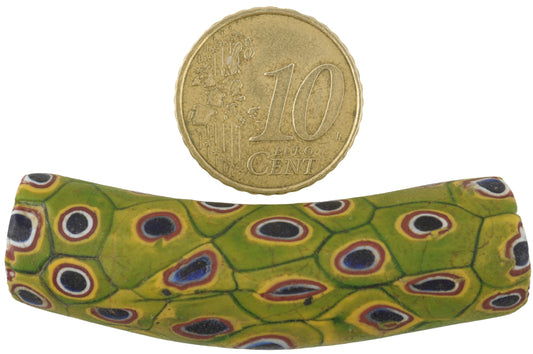 Antique Venetian Millefiori Mosaic Glass Elbow Trade Bead 53X14Mm - alternate view