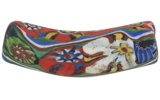 Rare Antique Multimurrine Elbow Millefiori Mosaic Glass Trade Bead, 37Mm - alternate view