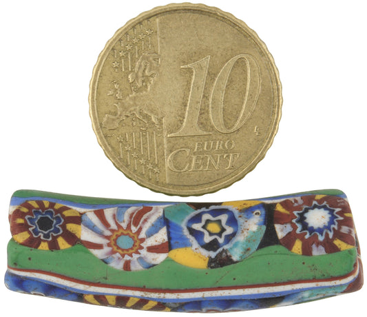 Rare Antique Venetian Elbow Millefiori Mosaic Trade Bead - African Trade - alternate view