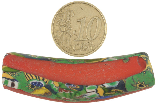 Antique Large Elbow Venetian Millefiori Mosaic Glass Trade Bead, Rare - alternate view