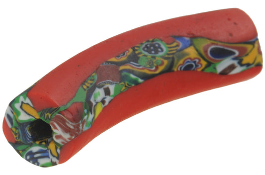 Rare Antique Large Elbow Venetian Millefiori Mosaic Trade Bead - 55Mm - alternate view