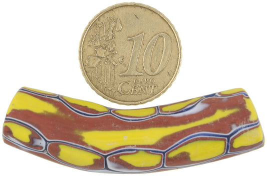 Antique Large Elbow Venetian Millefiori Mosaic Glass Trade Bead, African Trade - alternate view