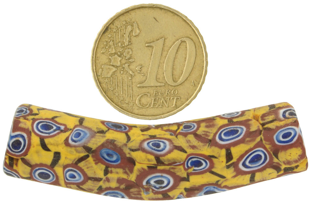 Antique Elbow Venetian Millefiori Mosaic Glass Trade Bead - 50X12Mm - alternate view