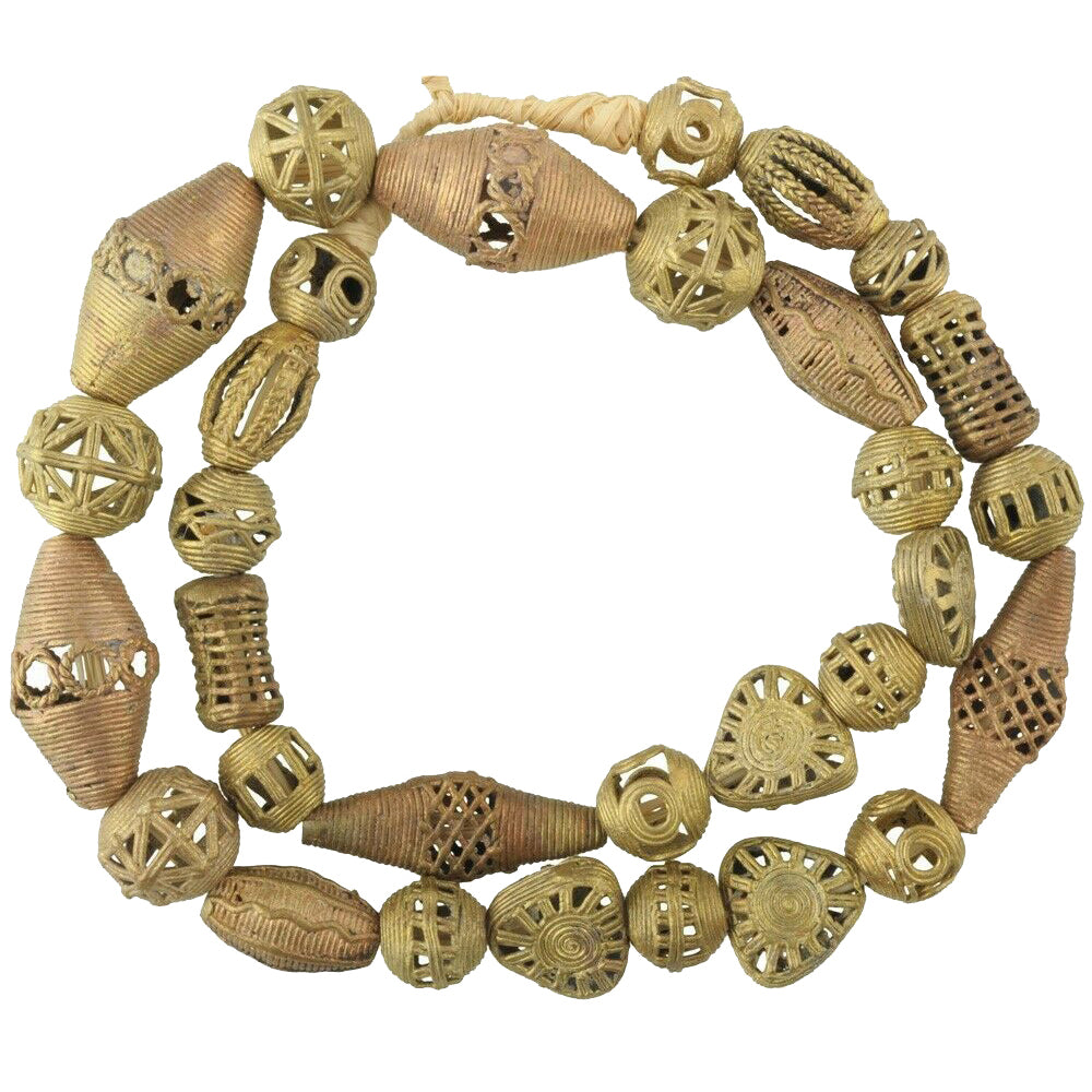 Handmade Brass Beads Bronze Casting Lost Wax Ashanti Akan Jewelry African Trade