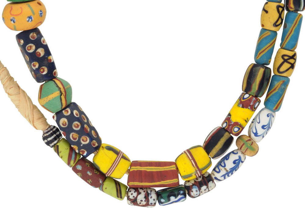 Antique Venetian Lampwork Trade Beads Strand - African Glass Beads 67Cm - close-up
