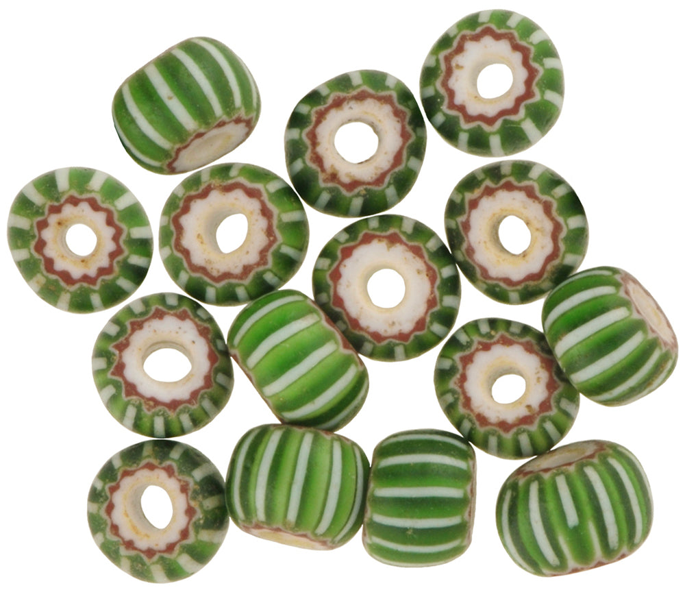 15 Green 4-Layer Venetian Chevron Beads - Antique 5Mm Glass - alternate view
