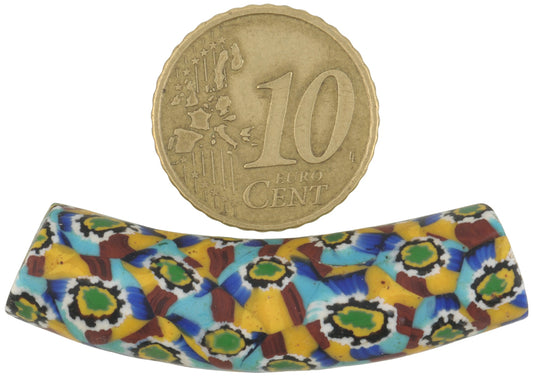 Rare Antique Elbow Millefiori Venetian Mosaic Trade Bead - 44X11Mm - alternate view