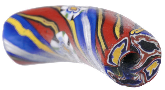 Rare Old Venetian Elbow Millefiori Mosaic Glass Trade Bead, 39 X 12 Mm - alternate view
