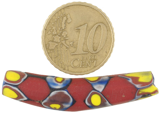 Rare Antique Elbow Millefiori Venetian Mosaic Glass Trade Bead 42X8Mm - alternate view