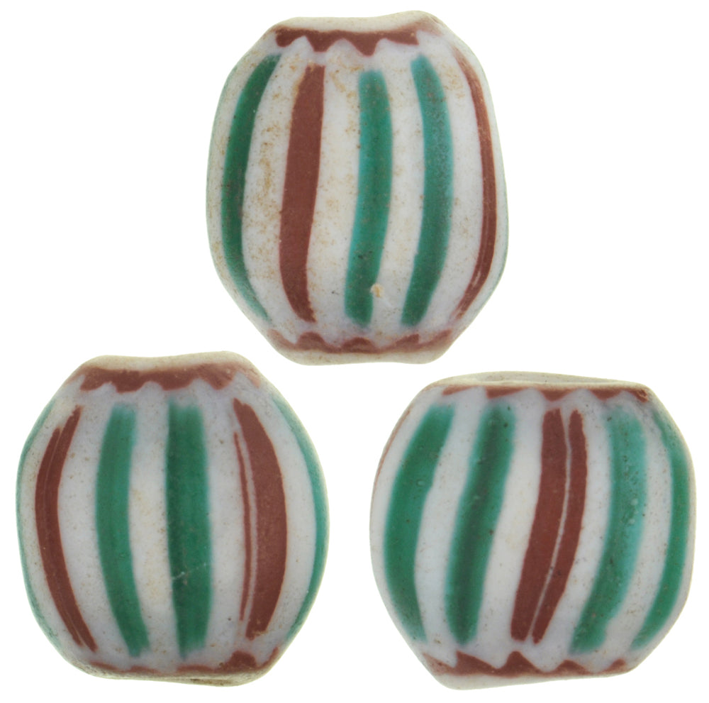 Rare Tabular 4-Layer Chevron Beads - 12 Stripes, 11X10X7Mm - close-up