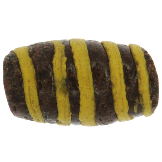 Rare Brown & Yellow Antique Islamic Glass Trade Bead - Fustat 1200 Ad - alternate view