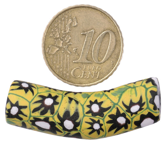 Antique Elbow Venetian Millefiori Mosaic Glass Trade Bead - 37X11Mm - alternate view