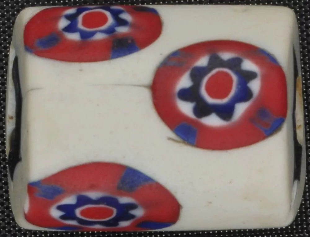 Rare Antique Venetian Millefiori African Trade Beads Pair - close-up