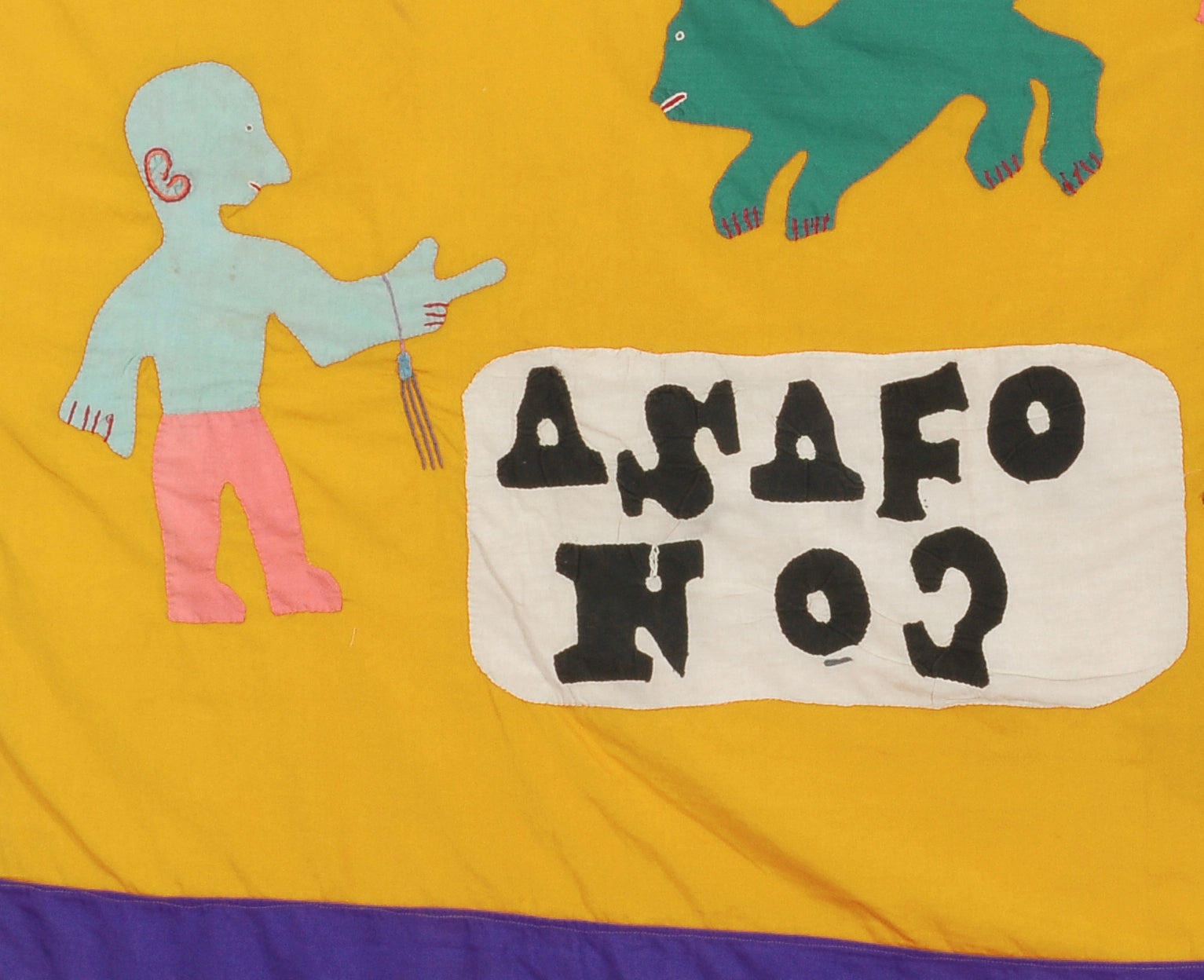 Authentic Asafo Frankaa Flag - A Masterpiece Of Fante African Art From Ghana - close-up