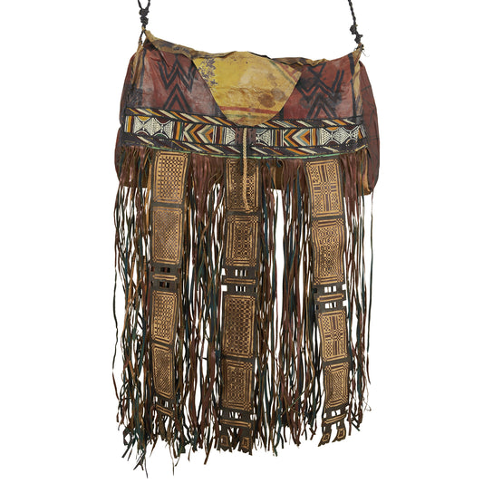 Vintage Tuareg Leather Bag – Sahara Nomad Ethnic Aged Leather Carryall