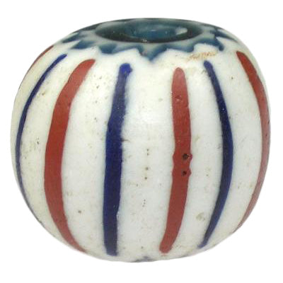4-Layer Round Striped Venetian Chevron Bead 19X16Mm Antique