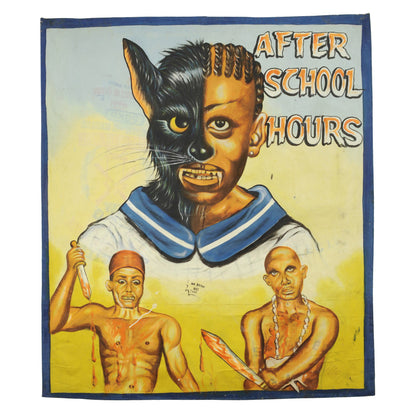 After School Hours Movie Poster - Hand-Painted In Ghana - horror scene artwork