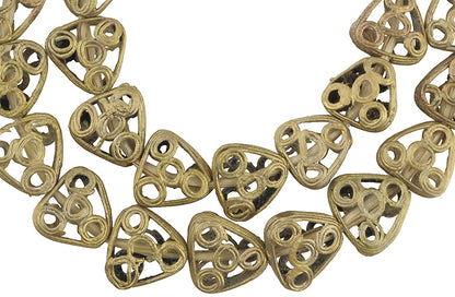 African Brass Beads - New Tabular Handmade Beads From Ghana, 21" Strand - alternate view