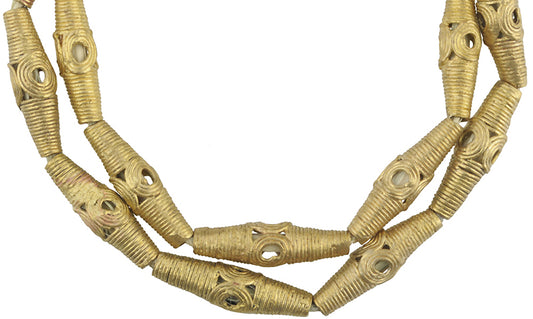 Authentic African Brass Beads Handmade In Ghana - 22.5" Strand - alternate view