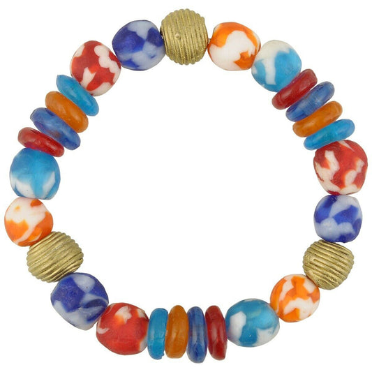 Brass and glass beads handmade bracelet African jewelry Krobo