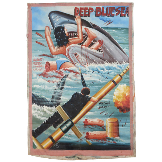 Deep Blue Sea Movie Poster Hand-Painted In Ghana Horror - horror scene artwork