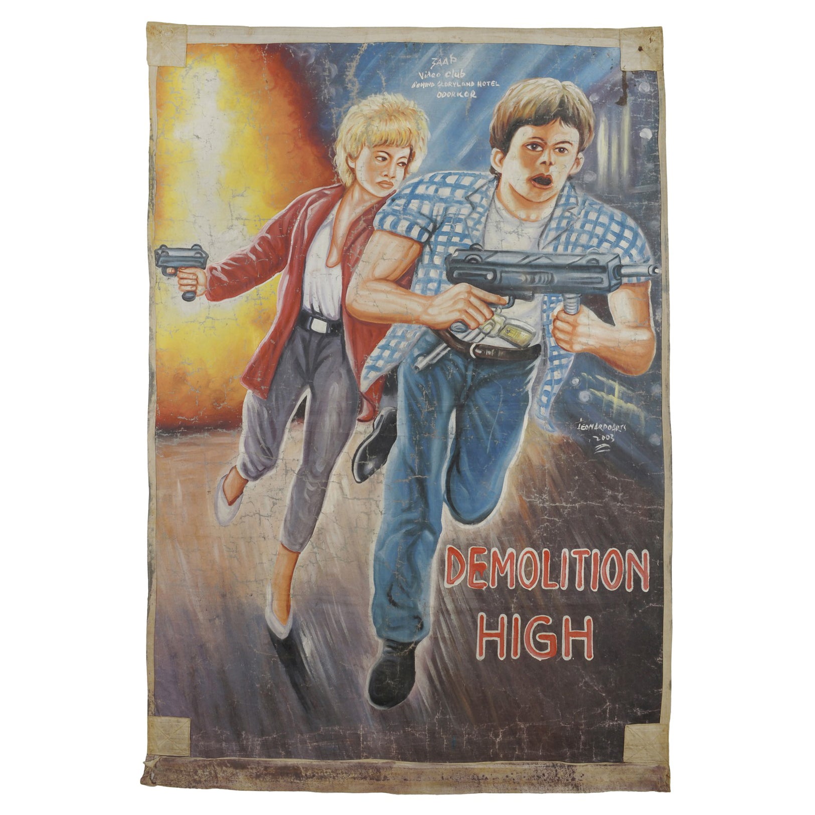 Demolition High Movie Poster - Hand-Painted Ghanaian Art - Corey Haim action poster