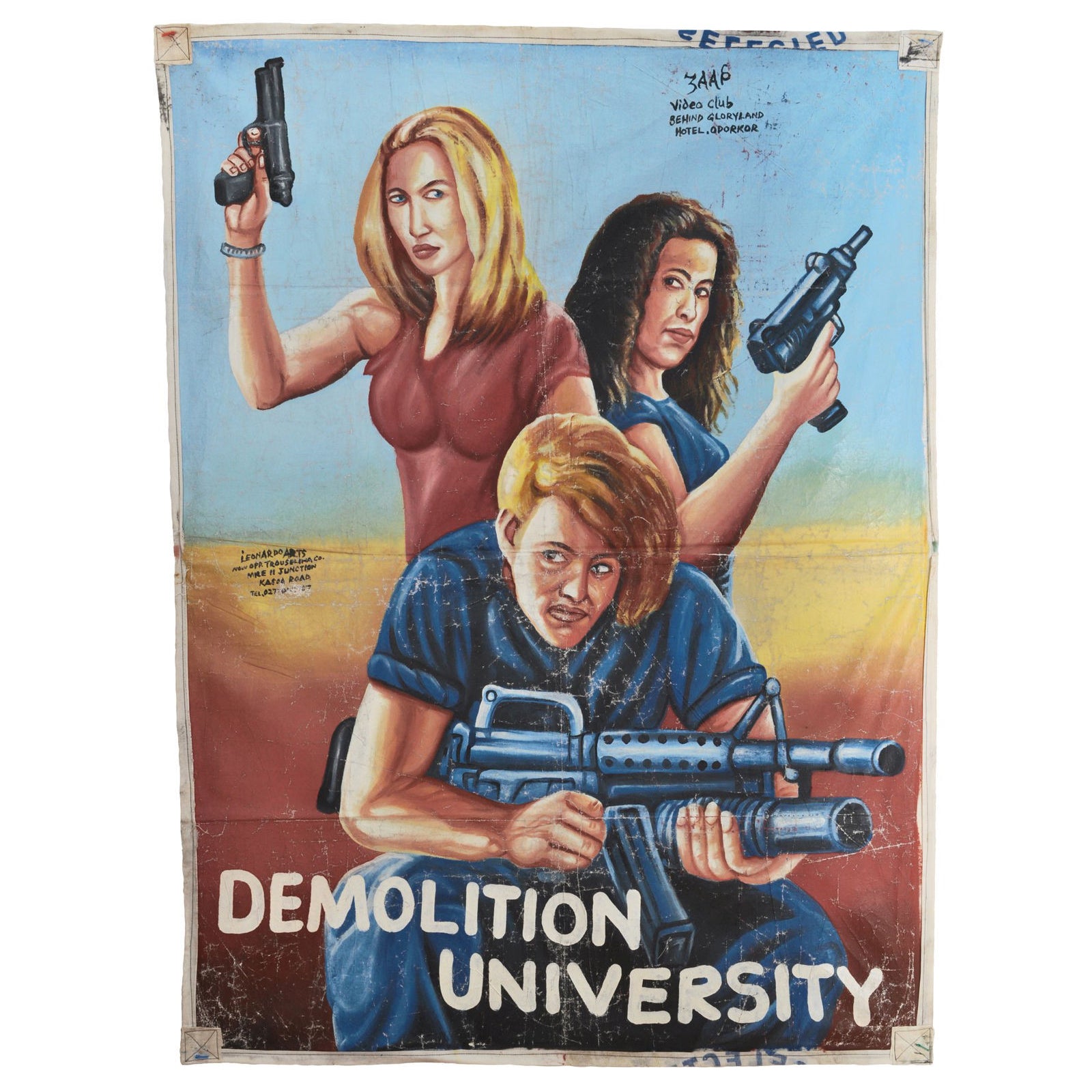 Demolition University Movie Poster - Hand-Painted Ghana Art - Corey Haim action poster