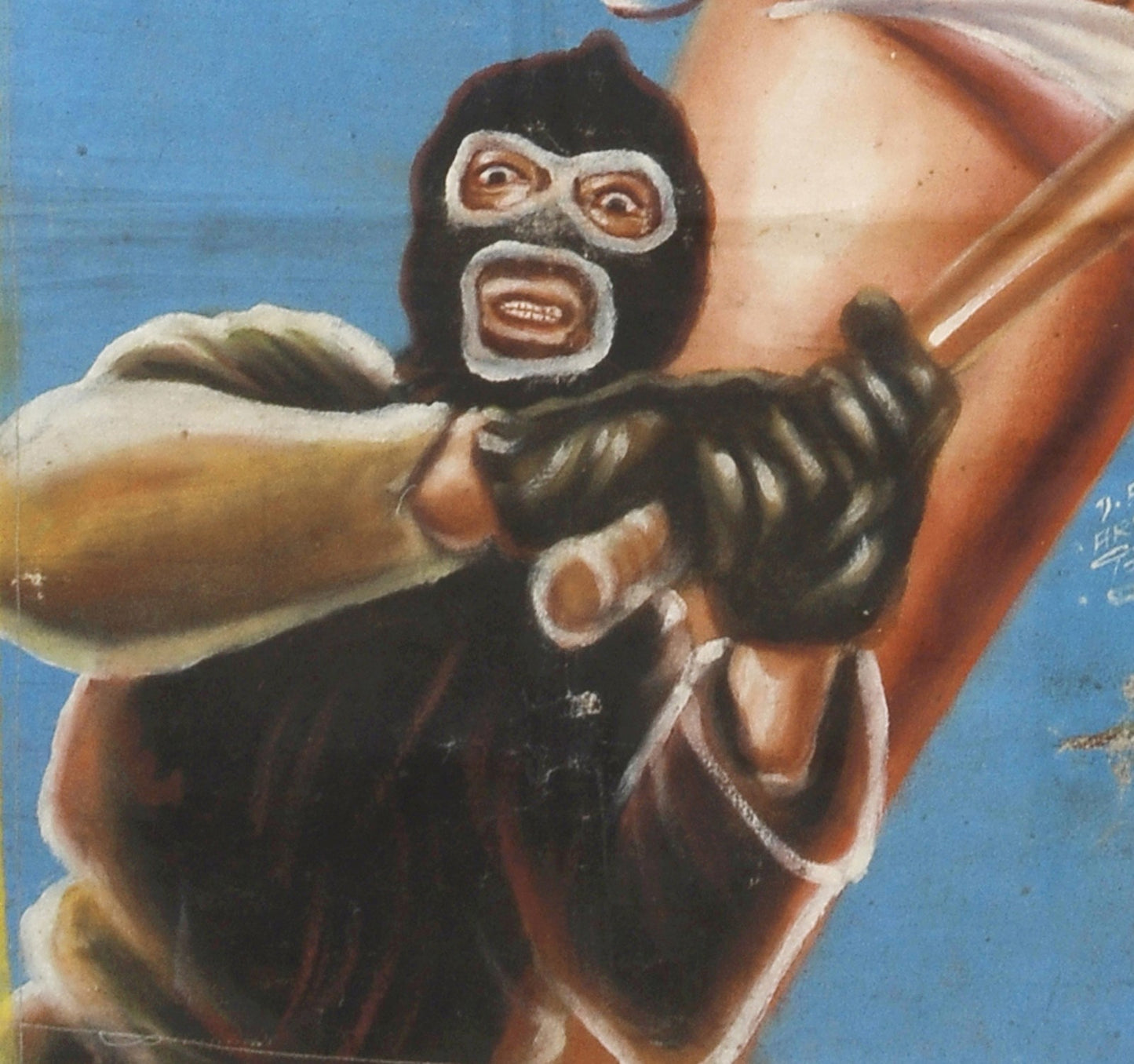 Demolition University Movie Poster - Hand-Painted Ghana Art - close-up