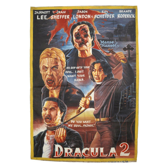 Dracula 2 Authentic Hand-Painted Movie Poster | Ghana - horror scene artwork