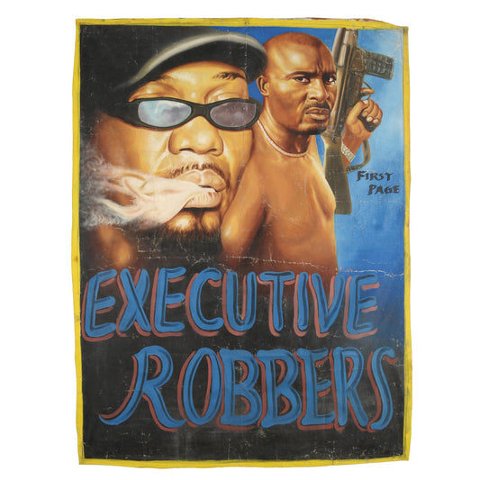 Executive Robbers Movie Poster - Hand-Painted Ghanaian Art